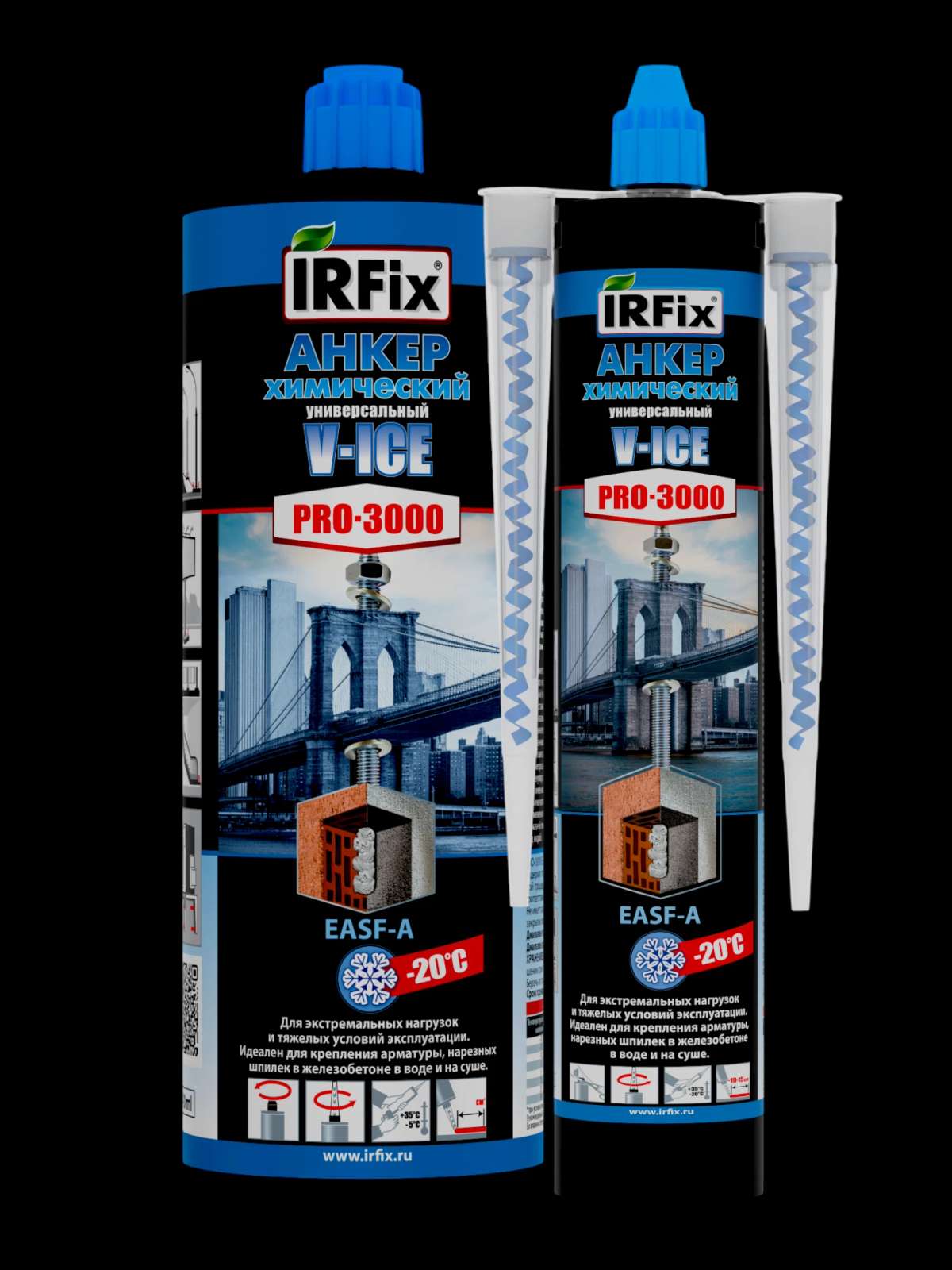 IRFix Pro-3000 EASF V-ICE Химический анкер универсальный зимний 300мл Серый арт. 20070