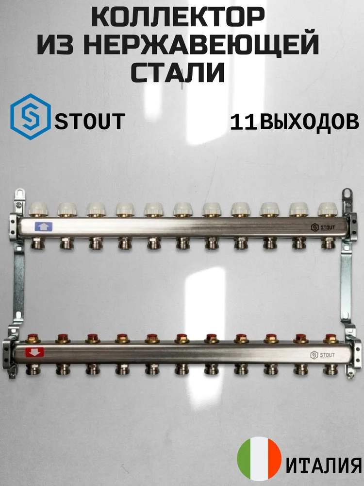 Коллектор отопления 1"/3/4"x11