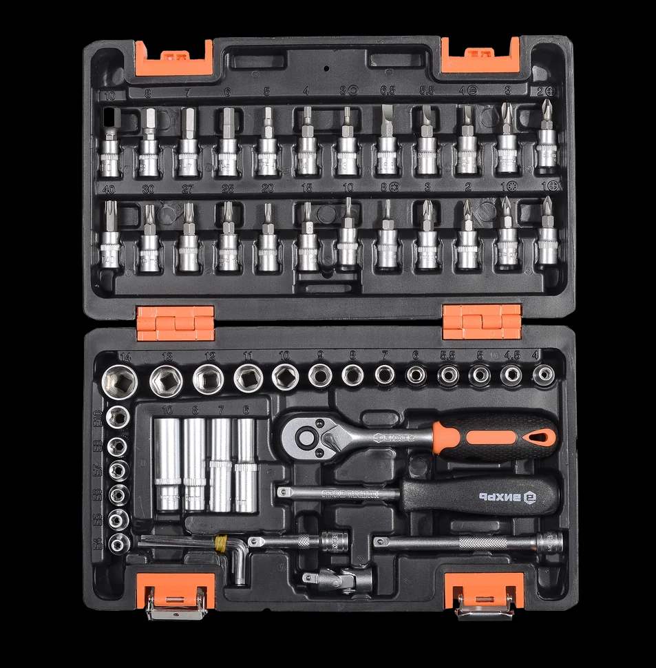 Набор инструментов, 1/4", CrV, пластиковый кейс 57 предметов 1