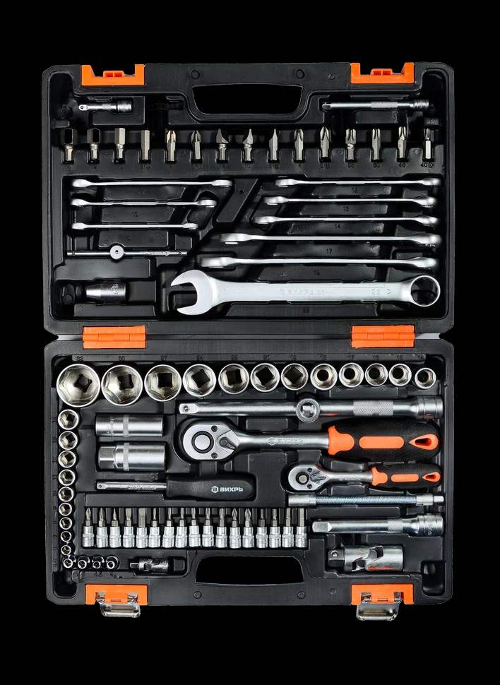 Набор инструментов АВТО, 1/2" , 1/4" , CrV, в кейсе 82 предм 1