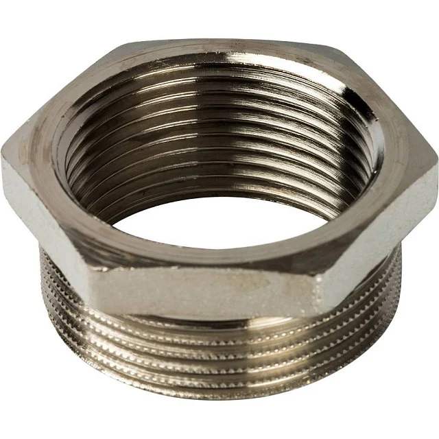 Футорка переходная 1 1/2" НР × 1 1/4" ВР никель