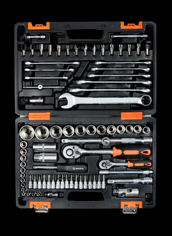 Набор инструментов АВТО, 1/2" , 1/4" , CrV, в кейсе 82 предм - фото 1