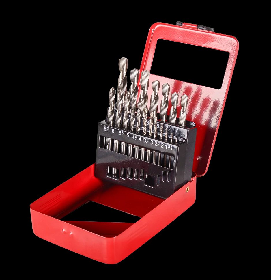 Набор сверл по металлу Вихрь, 1-10мм (через 0,5мм), HSS, 19шт., металл. коробка, цилиндрический хвостовик