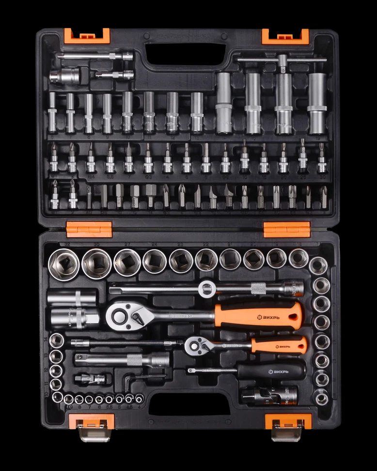 Набор инструментов АВТО, 1/2" , 1/4" , CrV, в кейсе 94 предм - фото 2