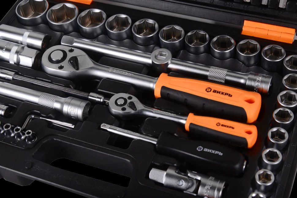 Набор инструментов АВТО, 1/2" , 1/4" , CrV, в кейсе 94 предм - фото 3