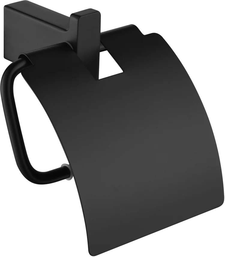 Настенный бумагодержатель с крышкой AC0029 (Черный матовый)